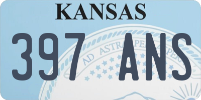 KS license plate 397ANS