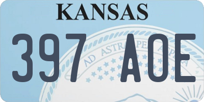 KS license plate 397AOE