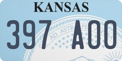 KS license plate 397AOO