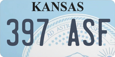KS license plate 397ASF