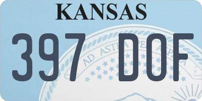 KS license plate 397DOF