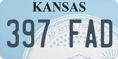 KS license plate 397FAD