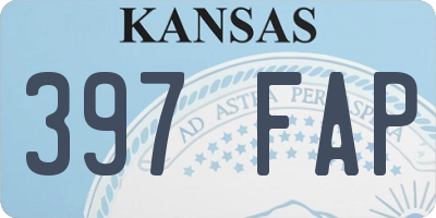 KS license plate 397FAP