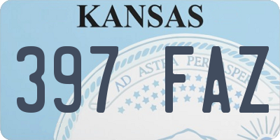 KS license plate 397FAZ