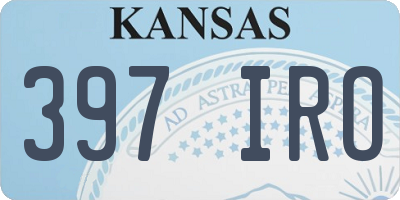 KS license plate 397IRO