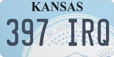 KS license plate 397IRQ