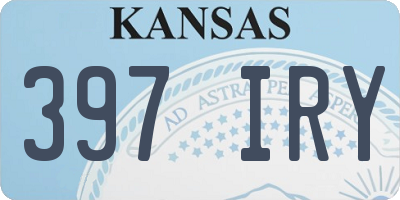 KS license plate 397IRY