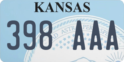 KS license plate 398AAA