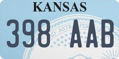 KS license plate 398AAB