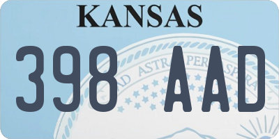 KS license plate 398AAD