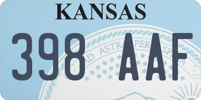 KS license plate 398AAF