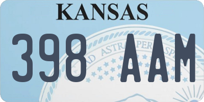 KS license plate 398AAM