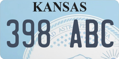 KS license plate 398ABC
