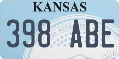 KS license plate 398ABE