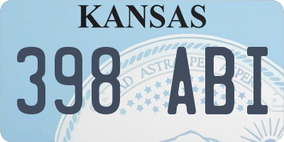 KS license plate 398ABI