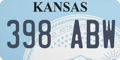 KS license plate 398ABW