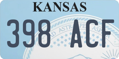 KS license plate 398ACF