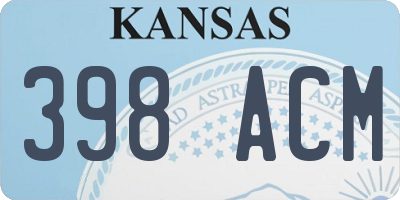 KS license plate 398ACM