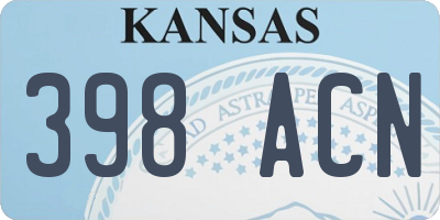 KS license plate 398ACN