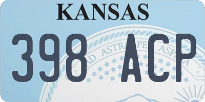 KS license plate 398ACP