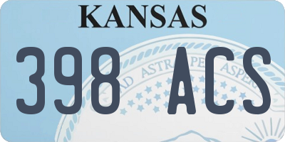 KS license plate 398ACS