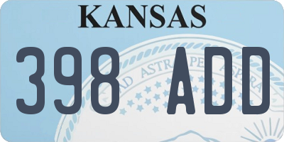 KS license plate 398ADD