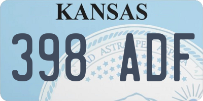 KS license plate 398ADF