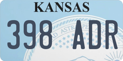 KS license plate 398ADR