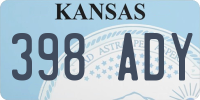 KS license plate 398ADY
