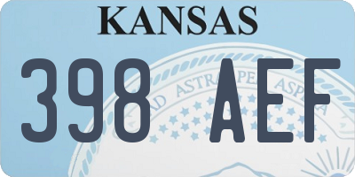 KS license plate 398AEF