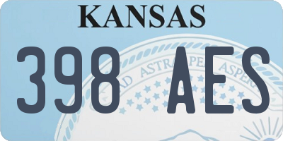 KS license plate 398AES