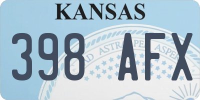KS license plate 398AFX