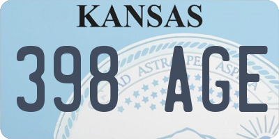 KS license plate 398AGE