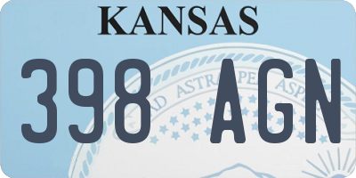 KS license plate 398AGN
