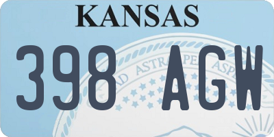 KS license plate 398AGW