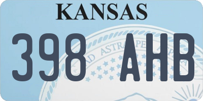 KS license plate 398AHB