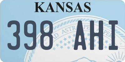 KS license plate 398AHI