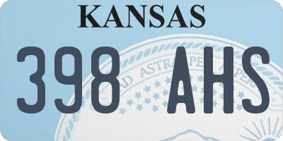 KS license plate 398AHS