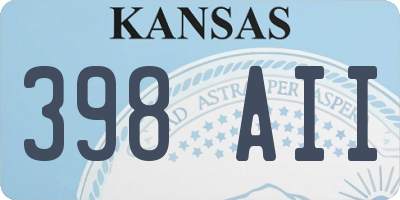 KS license plate 398AII