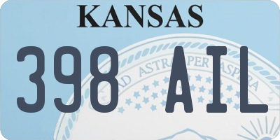 KS license plate 398AIL