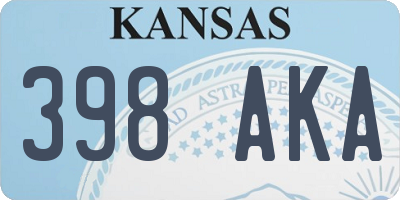 KS license plate 398AKA