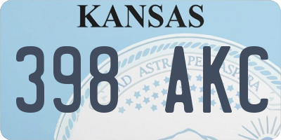 KS license plate 398AKC