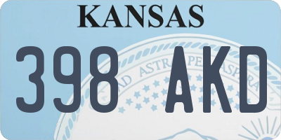 KS license plate 398AKD