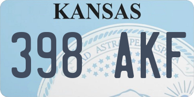 KS license plate 398AKF