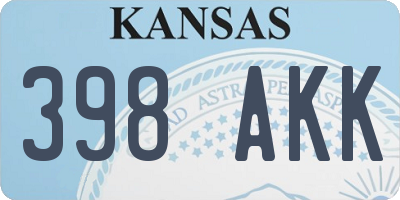KS license plate 398AKK