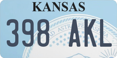 KS license plate 398AKL
