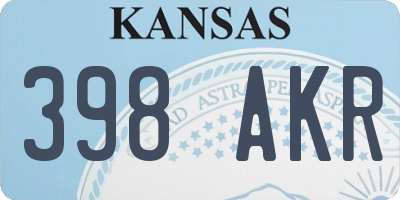 KS license plate 398AKR