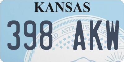 KS license plate 398AKW