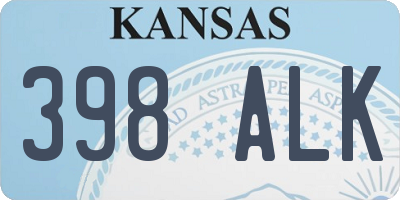 KS license plate 398ALK