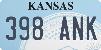 KS license plate 398ANK